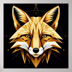 Geometrische Fox-Kunst mit goldenen Tönen Moderne Poster