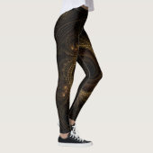 Geometrische Fraktale Schwarz-Braun-Elegant Leggings (Rechts)