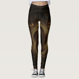 Geometrische Fraktale Schwarz-Braun-Elegant Leggings
