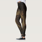 Geometrische Fraktale Schwarz-Braun-Elegant Leggings (Links)