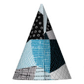 Geometrische Freehand Zeichnend Patchwork-Tiles Partyhütchen (Rückseite)