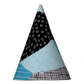 Geometrische Freehand Zeichnend Patchwork-Tiles Partyhütchen (Rechts)