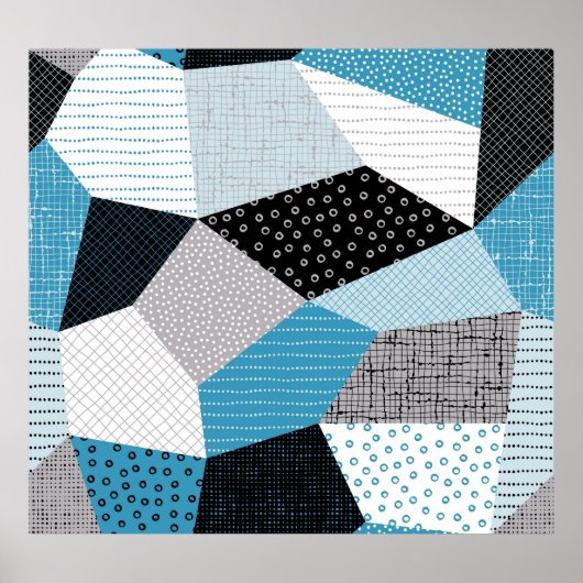 Geometrische Freehand Zeichnend Patchwork-Tiles Poster (Vorne)