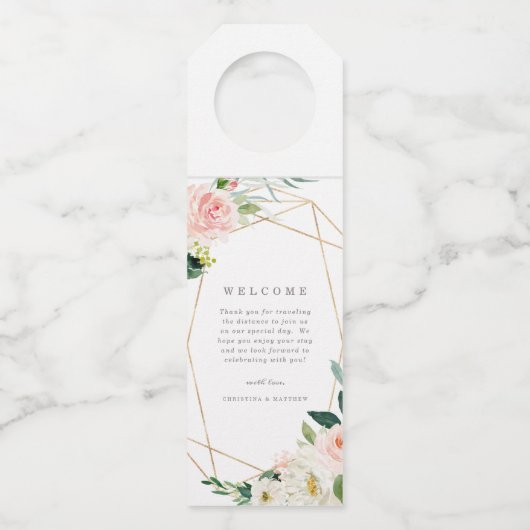 Geometrische Frühlingsmomente Begrüßungswelle Flaschenanhänger (Vorderseite)