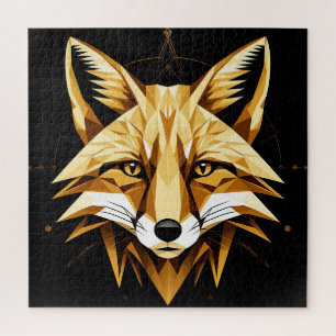 Geometrische Fuchsdarstellung mit goldenen Tönen Puzzle