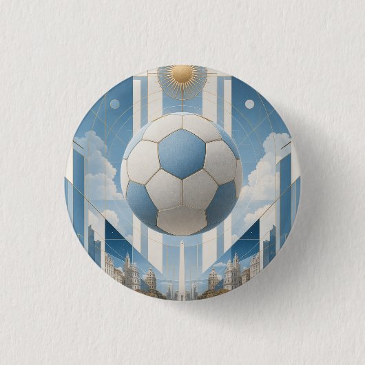 Geometrische Fußball-Stadtlandschaft-Argentinien Button (Vorderseite)