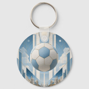 Geometrische Fußball-Stadtlandschaft-Argentinien Schlüsselanhänger