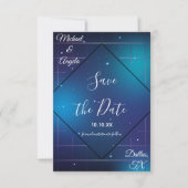 Geometrische Futuristische 80er Galaxy Retro Vibe Save The Date (Vorderseite)