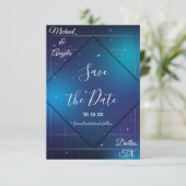 Geometrische Futuristische 80er Galaxy Retro Vibe Save The Date (Stehend Vorderseite)