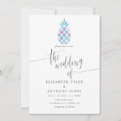 Geometrische Galaxie Ananas Tropical Beach Hochzei Einladung (Vorderseite)