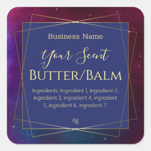 Geometrische Galaxy Gerahmte Body Butter Labels Quadratischer Aufkleber