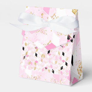 geometrische Gefälligkeitsbox in Rosa, Schwarz und Geschenkschachtel
