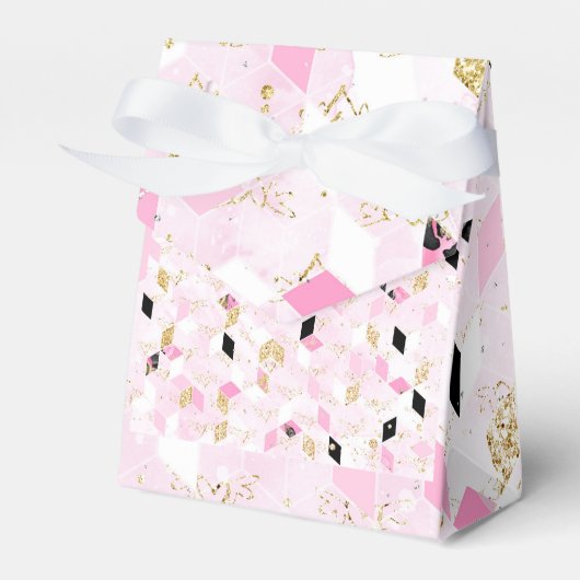 geometrische Gefälligkeitsbox in Rosa, Schwarz und Geschenkschachtel (Vorderseite)