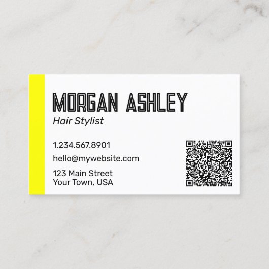 Geometrische gelbe Akzente im Retro-QR-Code der 90 Visitenkarte (Rückseite)