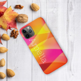 Geometrische gelbe Magentorange mit Namen Case-Mate iPhone Hülle