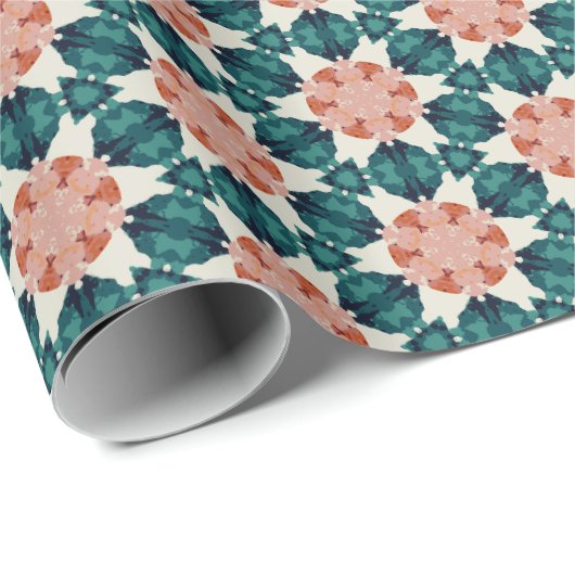 Geometrische Gemusterte Weihnachtsstars 11 Geschenkpapier (Rolleneckpunkt)