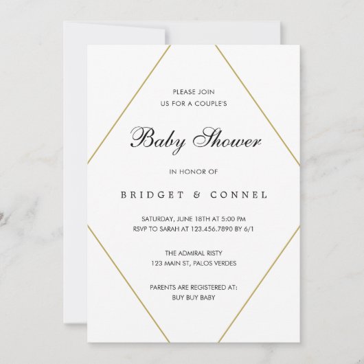 Geometrische Geschlechtsneutrale Paare Babydusche Einladung (Vorderseite)