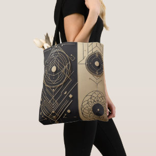 Geometrische Gestaltung schwarze und goldene Tasch Tasche