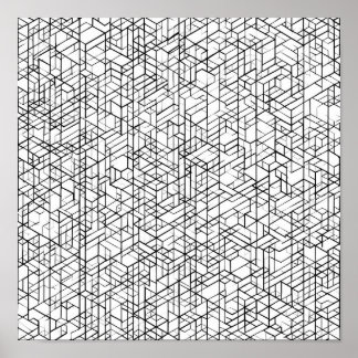 Geometrische Gitter-Malvorlage-Decoupage-Schablone Poster