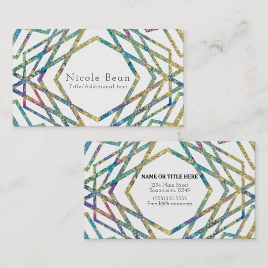 Geometrische Glam-Farben & Gold-Custom-Chic Modern Visitenkarte (Vorne/Hinten)