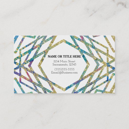 Geometrische Glam-Farben & Gold-Custom-Chic Modern Visitenkarte (Rückseite)