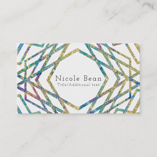 Geometrische Glam-Farben & Gold-Custom-Chic Modern Visitenkarte (Vorderseite)