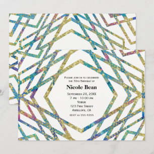 Geometrische Glam-Farben und Gold-Party Einladunge Einladung