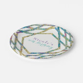 Geometrische Glam-Farben und Party mit individuell Pappteller (Schrägansicht)