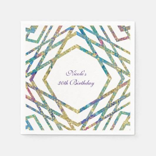 Geometrische Glam-Farben und Party mit individuell Serviette (Vorderseite)