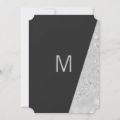 Geometrische Glasur Schwarz-Silber-Glitzer Geburts Einladung (Rückseite)