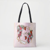 Geometrische Glitzer Burgundy-Blume Tasche (Vorderseite)