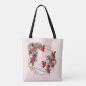 Geometrische Glitzer Burgundy-Blume Tasche (Rückseite)