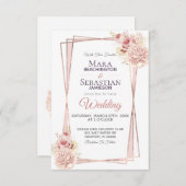 *~* Geometrische Glitzer-Rahmen-Blush-Rose Einladung (Vorne/Hinten)