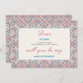 Geometrische Glitzern Kupfermetallic Bridesmaid-Ka Menükarte (Vorne/Hinten)