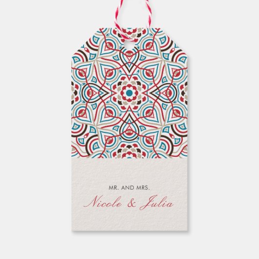 Geometrische Glitzern Kupfermetallische Hochzeit Geschenkanhänger (Rückseite)