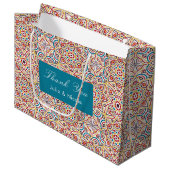 Geometrische Glitzern Kupfermetallische Hochzeit Große Geschenktüte (Vorderseite Schrägansicht)