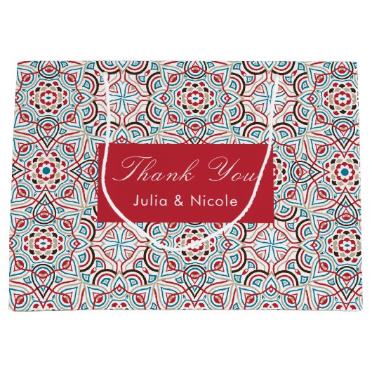 Geometrische Glitzern Kupfermetallische Hochzeit Große Geschenktüte (Vorderseite)