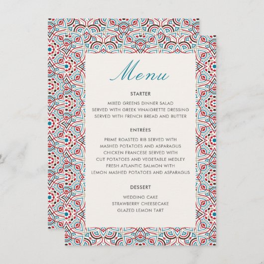 Geometrische Glitzern Kupfermetallische Hochzeit Menükarte (Vorne/Hinten)