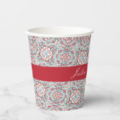 Geometrische Glitzern Kupfermetallische Hochzeit Pappbecher (Vorderseite)