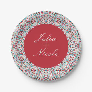 Geometrische Glitzern Kupfermetallische Hochzeit Pappteller