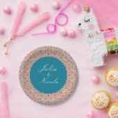 Geometrische Glitzern Kupfermetallische Hochzeit Pappteller (Party)