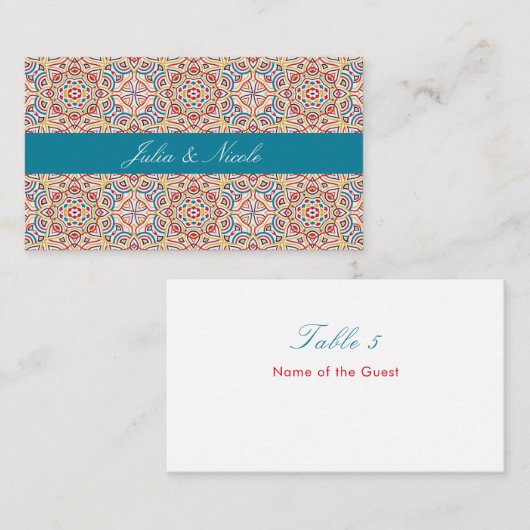 Geometrische Glitzern Kupfermetallische Hochzeit Platzkarte (Vorne/Hinten)