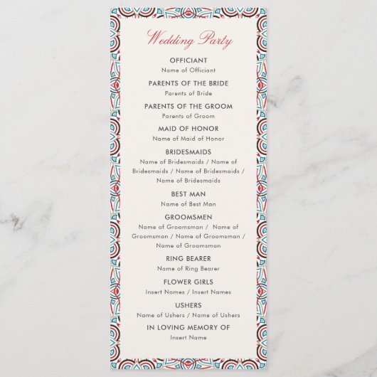 Geometrische Glitzern Kupfermetallische Hochzeit Programm (Rückseite)