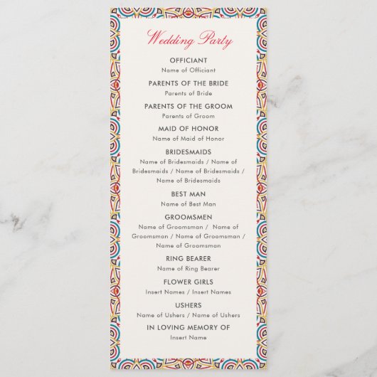 Geometrische Glitzern Kupfermetallische Hochzeit Programm (Rückseite)