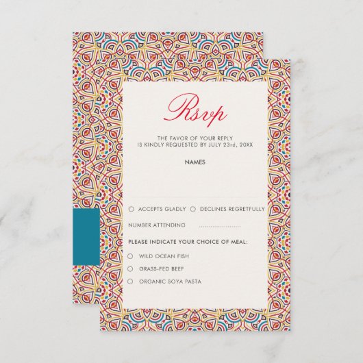 Geometrische Glitzern Kupfermetallische Hochzeit RSVP Karte (Vorne/Hinten)