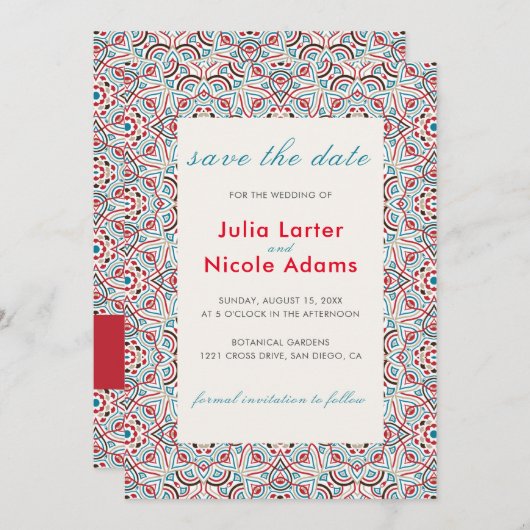 Geometrische Glitzern Kupfermetallische Hochzeit Save The Date (Vorne/Hinten)