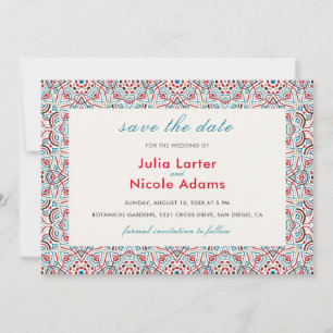 Geometrische Glitzern Kupfermetallische Hochzeit Save The Date