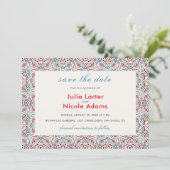 Geometrische Glitzern Kupfermetallische Hochzeit Save The Date (Stehend Vorderseite)