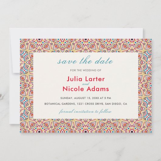 Geometrische Glitzern Kupfermetallische Hochzeit Save The Date (Vorderseite)