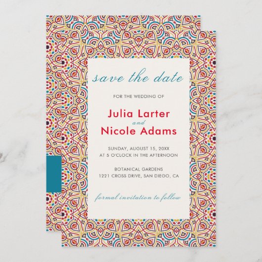 Geometrische Glitzern Kupfermetallische Hochzeit Save The Date (Vorne/Hinten)